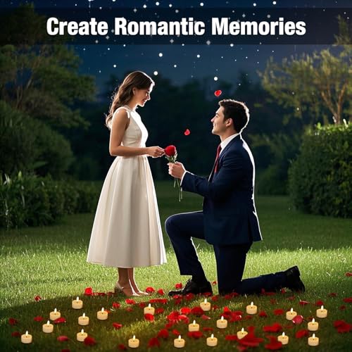 Image of 50 Pack Battery Operated Tea Lights Candles, Realistic Flickering Flameless LED Tea Lights, 3D Wick Electric Fake Tealights Candles for Wedding, Festival, Party, Home Decor