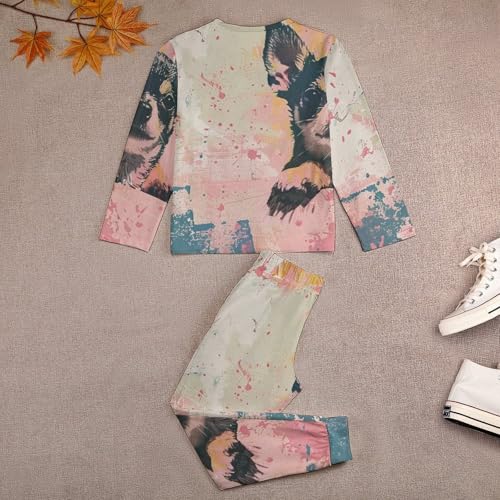 Chihuahua Dog And Paw PrintChildren's Pajama Set Round Neck Long Sleeve Top + Pants Two-piece Set120CM3