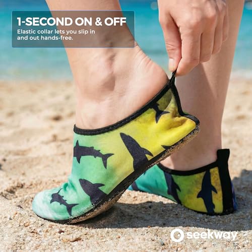 Image of SEEKWAY Water Shoes Women Men Adult Quick-Dry Aqua Socks Barefoot Non Slip for Beach Swim River Pool Lake surf Black SK002(U)