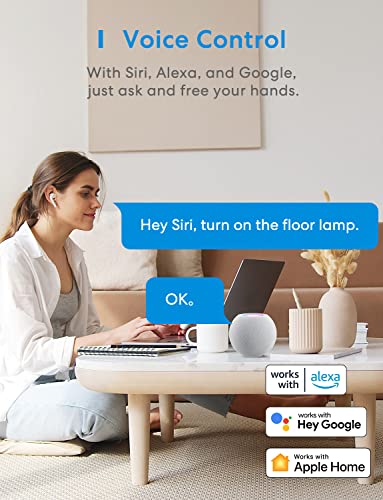 Smart Plug Power Strip, Meross Wifi Flat Outlet 15A Compatible With Apple Homekit, Siri, Alexa, Google Assistant & Smartthings, With 4 Ac Outlets & 4 Usb Ports, 6 Feet Surge Protector Extender #TOP3