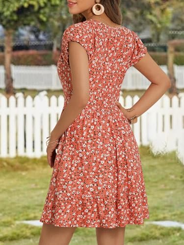 Image of HUHOT Teen Petite Women Floral Short Summer Mini Dresses with Pockets Cute Milkmaid Sundress 2026
