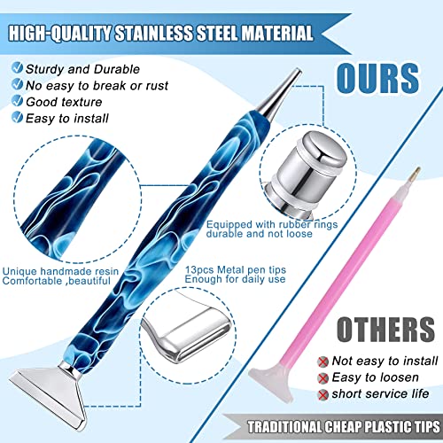 Magoog 38Pcs Diamond Painting Pens Kits, 3Pcs Diamond Painting Pens, 8 Metal Diamond Painting Pen Metal Tips And 12 Glue Clay, Silver #TOP3