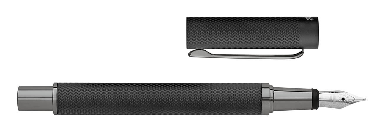 WEDO 26095301 Signero Schreibgeräte-Set Signero, Kugelschreiber und Füller IM Metalletui, Texturierter Aluminium-Schaft, gunmetal-Finish mit Ständerfunktion