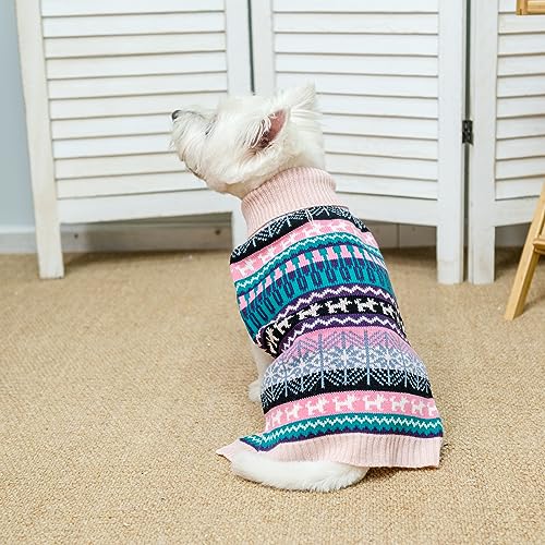 Image of Mihachi Dog Sweater - Winter Coat Apparel Clothes with Colorful Stripes for Cold Weather