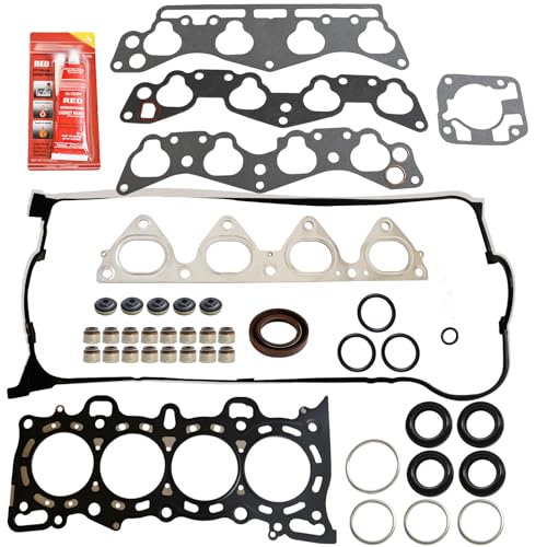 Image of MITZONE Cylinder Head Gasket Set, Cylinder Head Gasket Bolt Set & Timing Belt Kit Fit for Honda Civic 1996-2000 1.6L L4 Honda D16Y5 D16Y7 D16Y8 Engine Replace HS54234 HB4029 TKH005