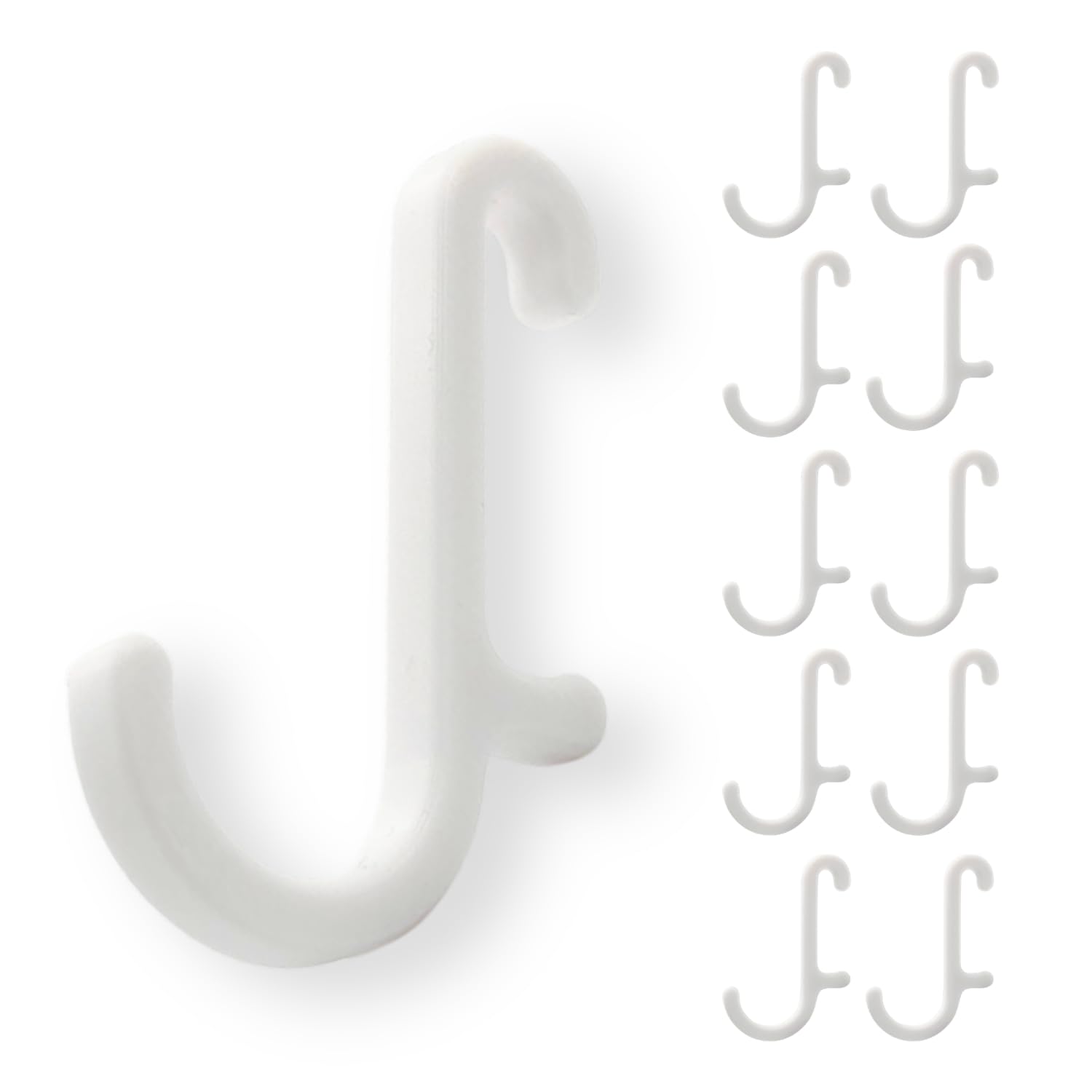 Pegboard Hooks for Wall Organiser, Plastic Storage Clips Compatible with IKEA SKADIS Board, Replacement Hook Set, 10 Pack (White)
