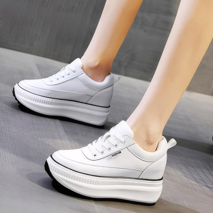 AONEGOLD Scarpe con Zeppa Donna Scarpe Casual con Plateau alla Moda Sportive Fitness Wedges Running Outdoor Sneakers Comode Sneakers Zeppa Interna 8CM