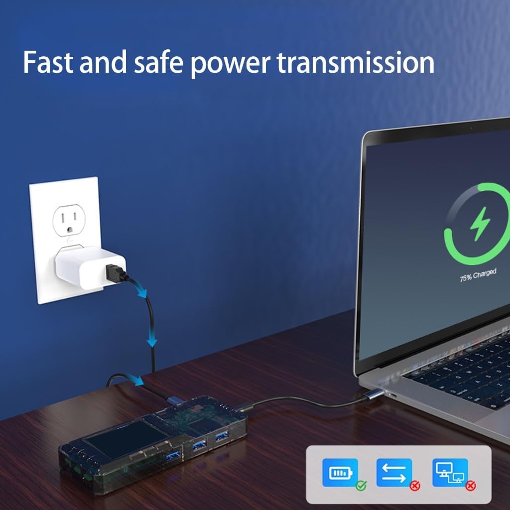 LCDスクリーンインターフェイスを備えた高度なUSB Cハブ8インチアダプター4K UHD出力100W高速充電ギガビットイーサネット