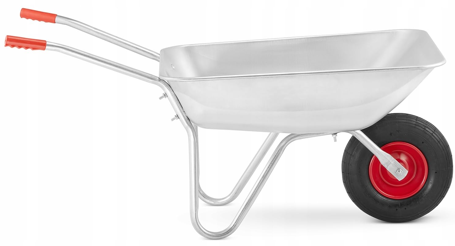 Gartenschubkarre 120 Liter verzinkte Schubkarre mit 3.50-6 Luftreifen (Ø 31 cm) Rot/Silber