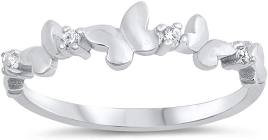 Cute Animal Girl's Butterfly Ring in Sterling Silver, Sizes 5-10 by Sac Silver