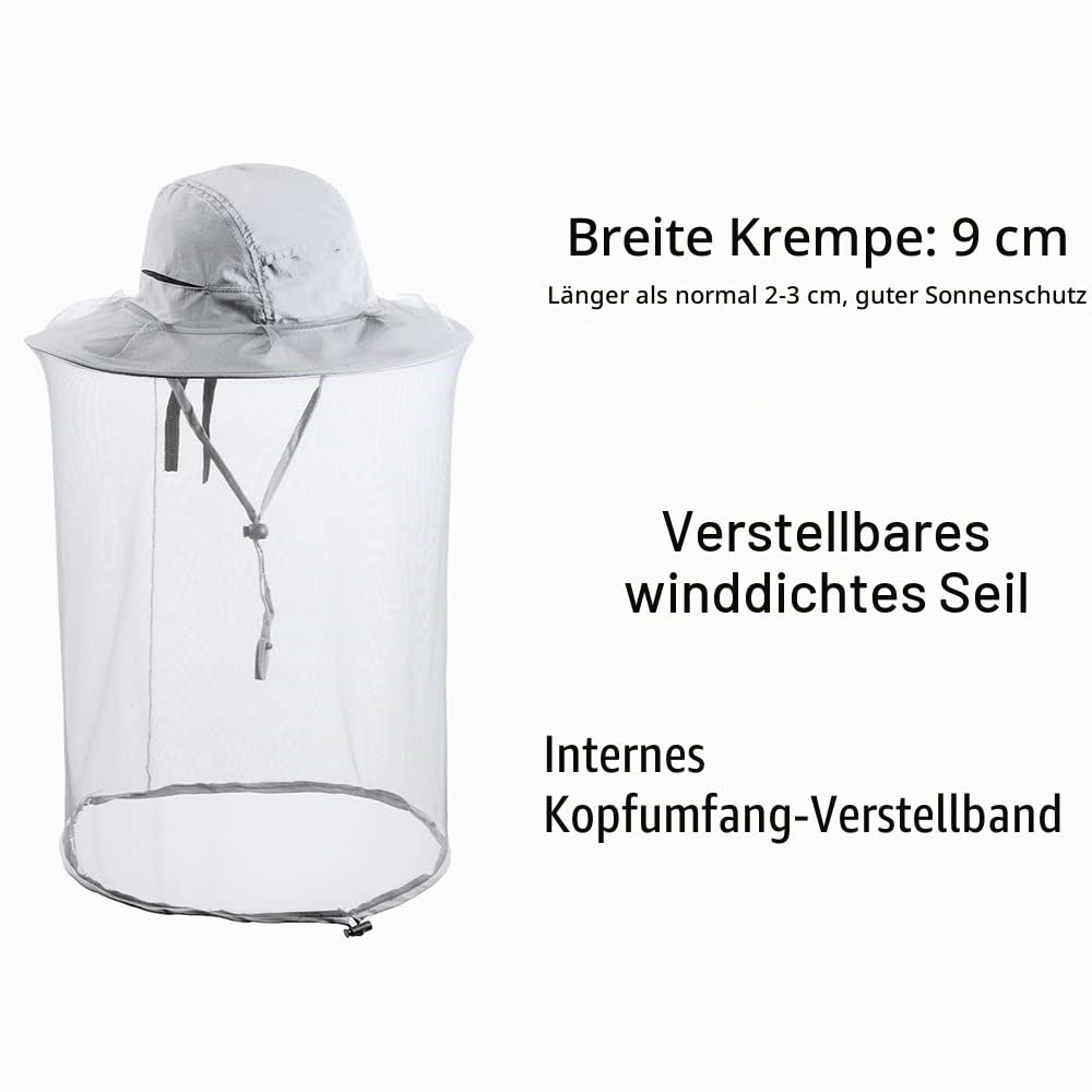 ZffXH Sonnenhut Mit Moskitonetz, Mesh Moskitonetz Hüte Mit Netz, Safari Hut Mit Moskitonetz, Mückenhut Mit Netz, Safari Hut Mit Moskitonetz, Imkerhut Mit Schleier Damen Männer, Moskito Hut