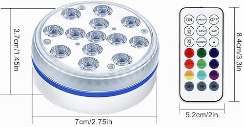 Aoreun LumièRes Led Submersible, 4 pcsLampes sous-marines Lumières D'étang Étanches avec Ventouses et Télécommande, Salle de bain pour Enfants, Vase, Baignoire, Piscine, Aquarium, Décoration – vue 2