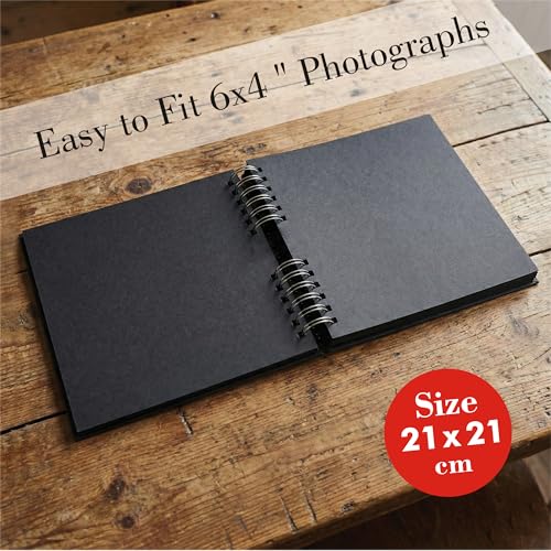 Image of Zaslan Scrapbook Album, 56 Pages /28 Sheets, 240 Gsm Thick Black Paper, Photo Album Scrapbook, Memory Book - Ideal for Your Scrapbooking Albums Art & Craft Projects (8.5 x 8.5 Inch)