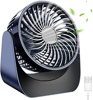 shinee one Desk Fan, Mini USB Fan Silent, 3 Speeds Small Quiet Table Fan with USB Powered, 360° Rotation Portable Cooling Fan for Desktop/Office/Bedroom/Car/Outdoor/Camping(Blue)
