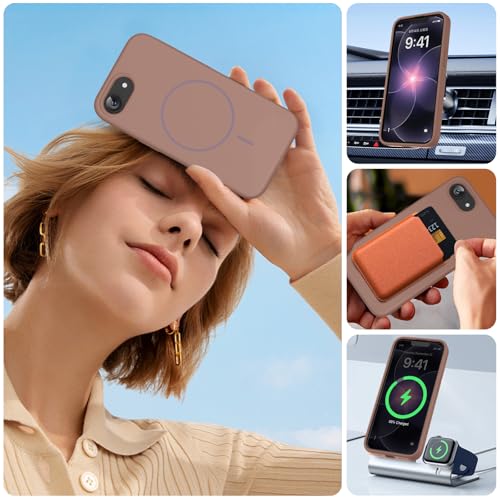 Image of Miracase Magnetic for iPhone 17e Case & iPhone 16e Case, [Soft Anti-Scratch Microfiber Lining], Compatible with MagSafe, Silicone Shockproof Protection Phone Case for iPhone 17e /16e, Chocolate
