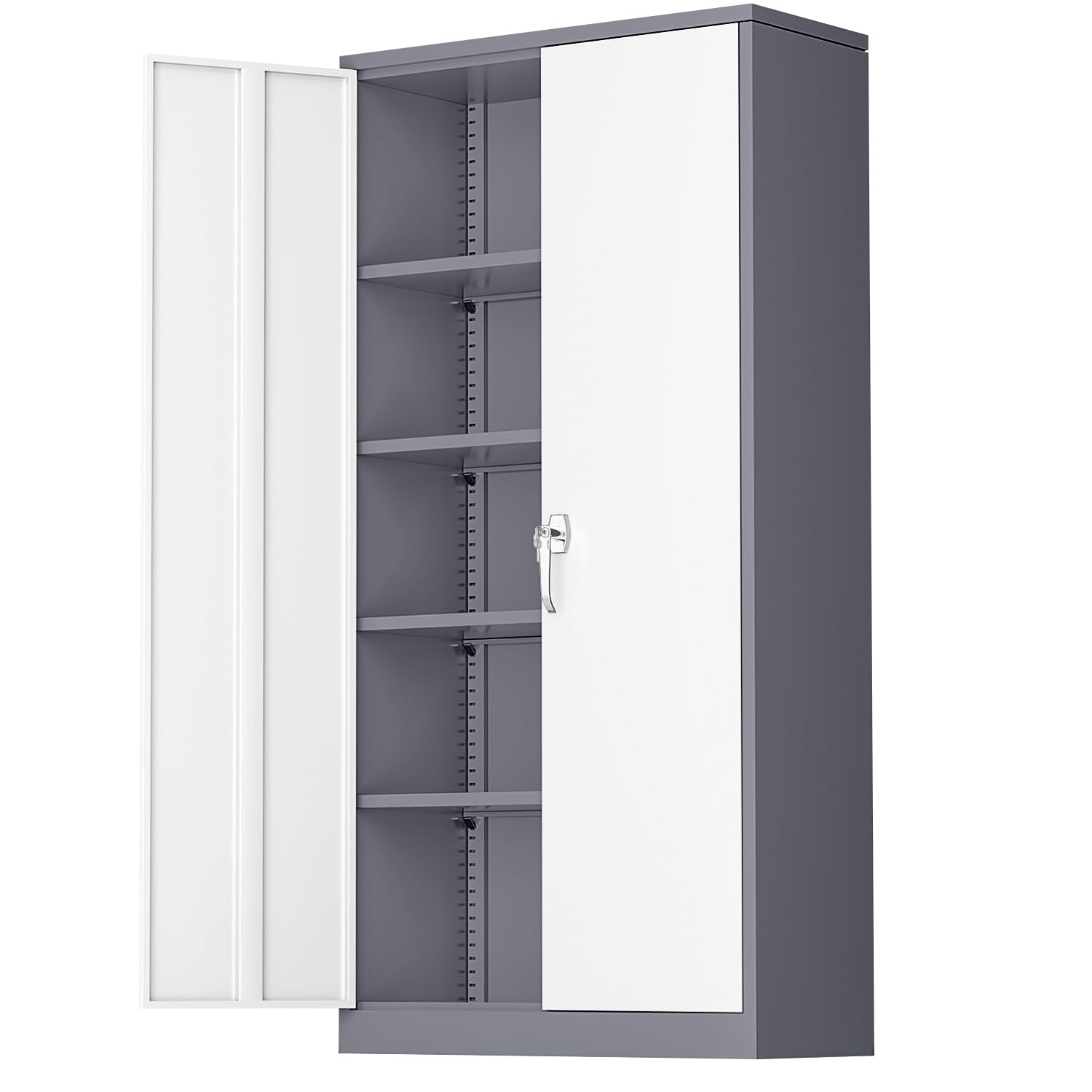 Greenvelly Metal Storage Cabinet with 2 Doors and 4 Adjustable Shelves,72" Locking Metal Garage Cabinet, Steel Tool Cabinets, Lockable Filling Cabinet for Home, Office, Garage, School(36" W x 18" D)