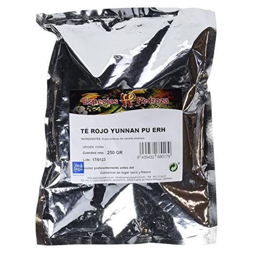 Especias Pedroza Té Rojo Yunnan Pu Erh - 2 Paquetes de 250 gr - Total: 500 gr