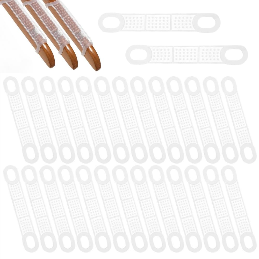Ziyofinn Transparent 60 Pcs Clothing Hanger Strips Anti Slip Clothes Hanger Grips Silicone Clothing Hanger Strips For Use On Wooden Or Plastic Hangers