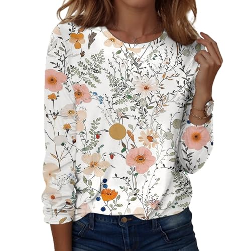 NAMTYQX Long Sleeve Womens Tops, Fall Tops for Women,18-Gray L