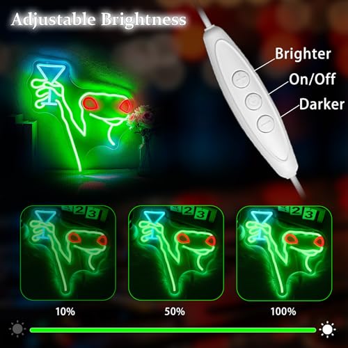 Image of Neon Sign, Lizard Martini Neon Signs for Wall Decor - Dimmable LED Signs for Bedroom, Living room, Gaming Room, Party, Bar, Home Decor - USB Powered Light Up Sign Decorations Gift