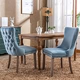 Rhomtree Wing-Back Tufted Dining Chair, Velvet Chairs for Dining Room Upholstered Dining Chairs with