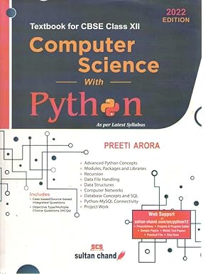 Computer Science With Python CBSE-12th : Preeti Arora: Amazon.in: Books