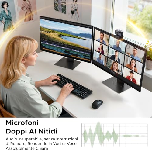 Ugreen Finecam Pro 4K Webcam 30FPS 1/2" Sensore Controllo Gestuale Ai Mirino Automatico Antirumore Ai 7 Filtri 2 Microfoni Pdaf Autofocus Per Windows Macos Linux Streaming Teams Youtube Skype Zoom - 6