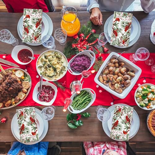 100 Christmas Guest Napkins Red Cardinal Disposable Paper Napkins Christmas Holly Cocktail Guest Hand Towel for Party Table Dinner Bathroom – Image 7