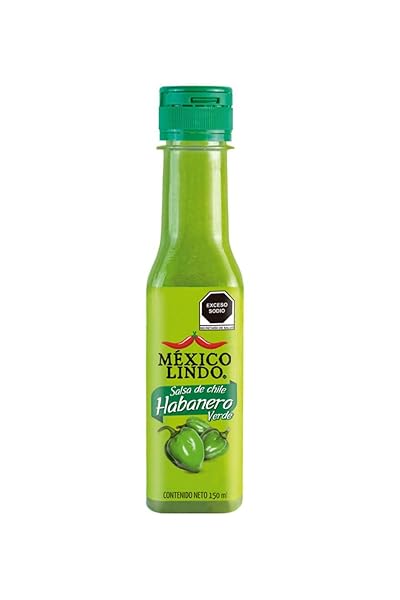 Mexico Lindo Green Habanero Hot Sauce Display, 5 fl oz, Pack of 2
