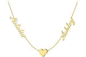 Personalized Name Necklace for Women with Heart