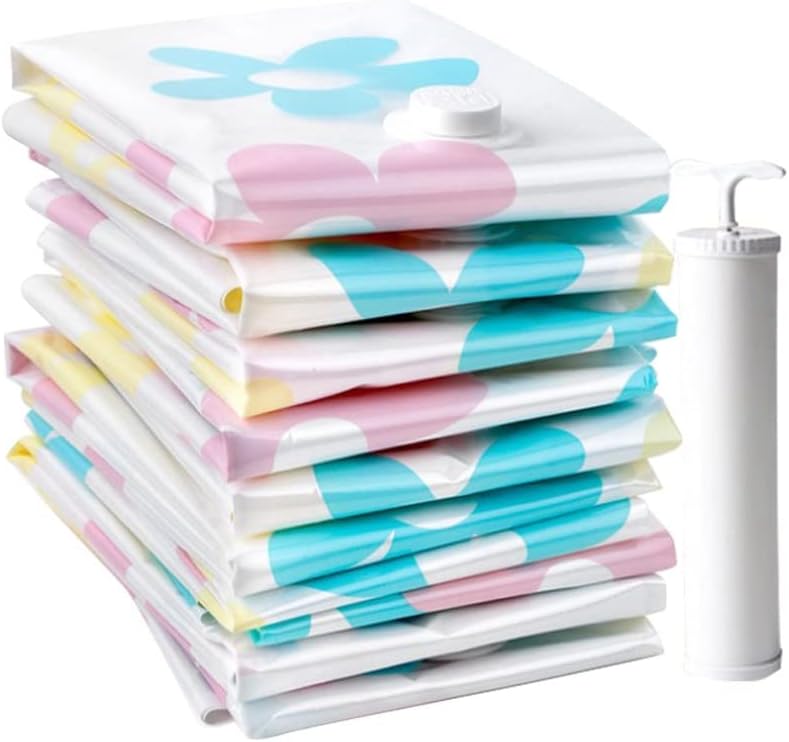 Vacuum Bag Storage Bag Home Organizer Foldable Clothes Organizer Seal Compressed Travel Saving Bag Package with Hand Pump(80 * 60cm*10pcs)