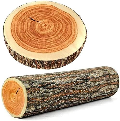 Bigsweety 2Pieces Realistic Tree Stump Design Log Soft Chair Cushion Pillows Gift Home Sofa Bedroom Camping Car Decorative