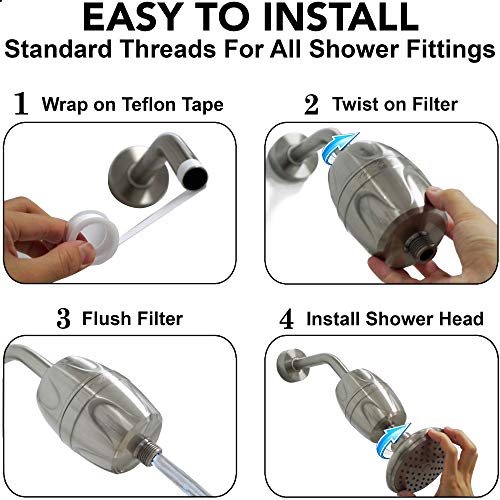 Pressure Boosting Showerhead And Filter - Small Water Saving Shower Head Best For Low Flow Showers With High Output Filter To Remove Chlorine & Hard Minerals, 2.5 Gpm - Brushed Nickel #TOP6