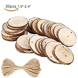 HANBEN Natural Wood Slices 30 Pcs Unfinished Predrilled 1.9