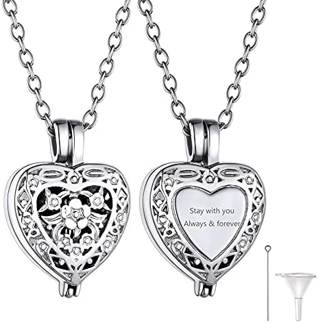 GOLDCHIC JEWELRY Stainless Steel Urn Necklace for Ashes for Men Women, Personalised Photo Keepsake Urns Pendant Necklaces Waterproof Engraved Cremation Jewellery, Cat Cross Cube Heart Memorial Gifts
