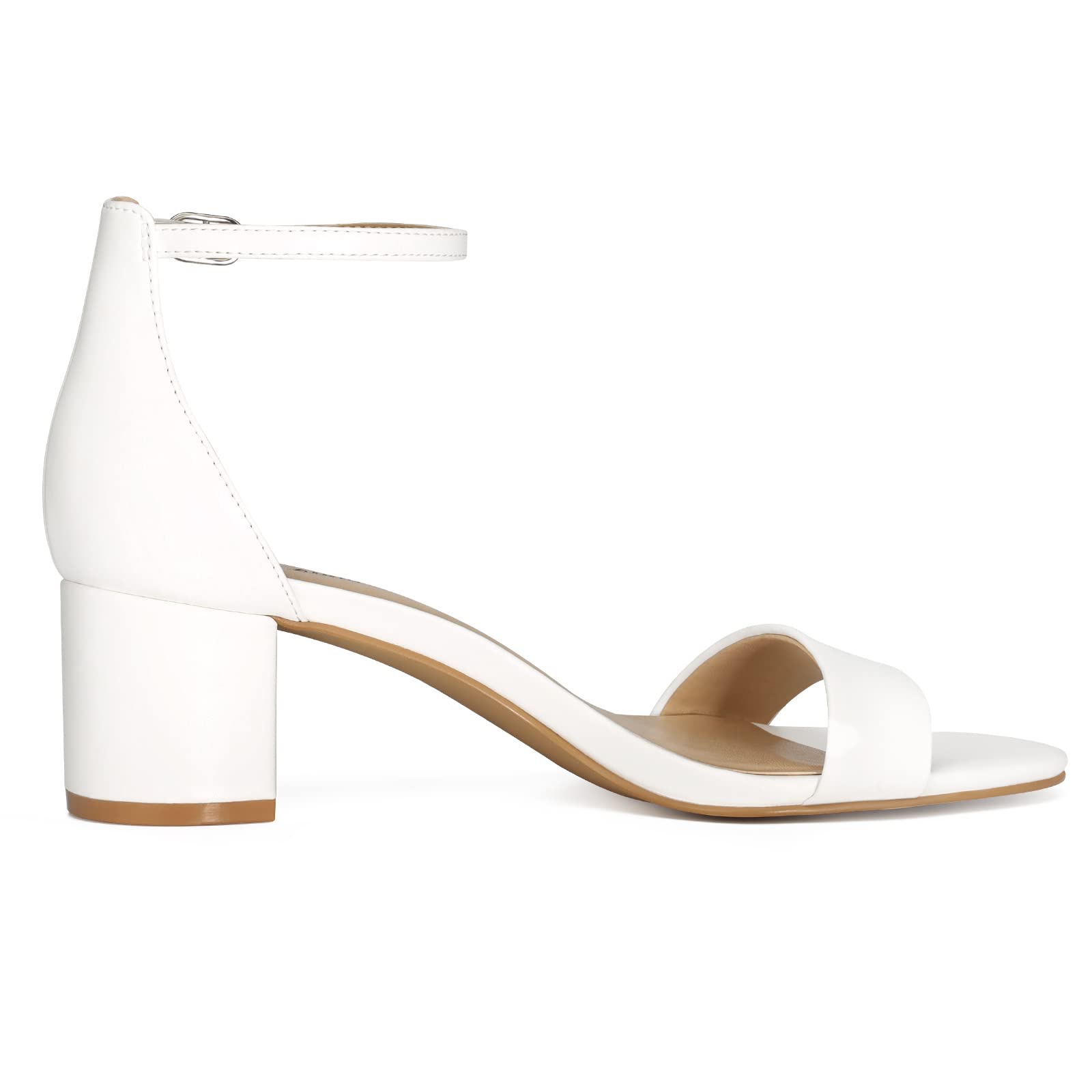 PIZZ ANNU Sandali da donna con tacco grosso a blocco basso, comodi, aperti sulla punta, cinturino alla caviglia, scarpe da festa, con fibbia e tacco alto 5,1 cm, design con tacco spesso 5,1 cm