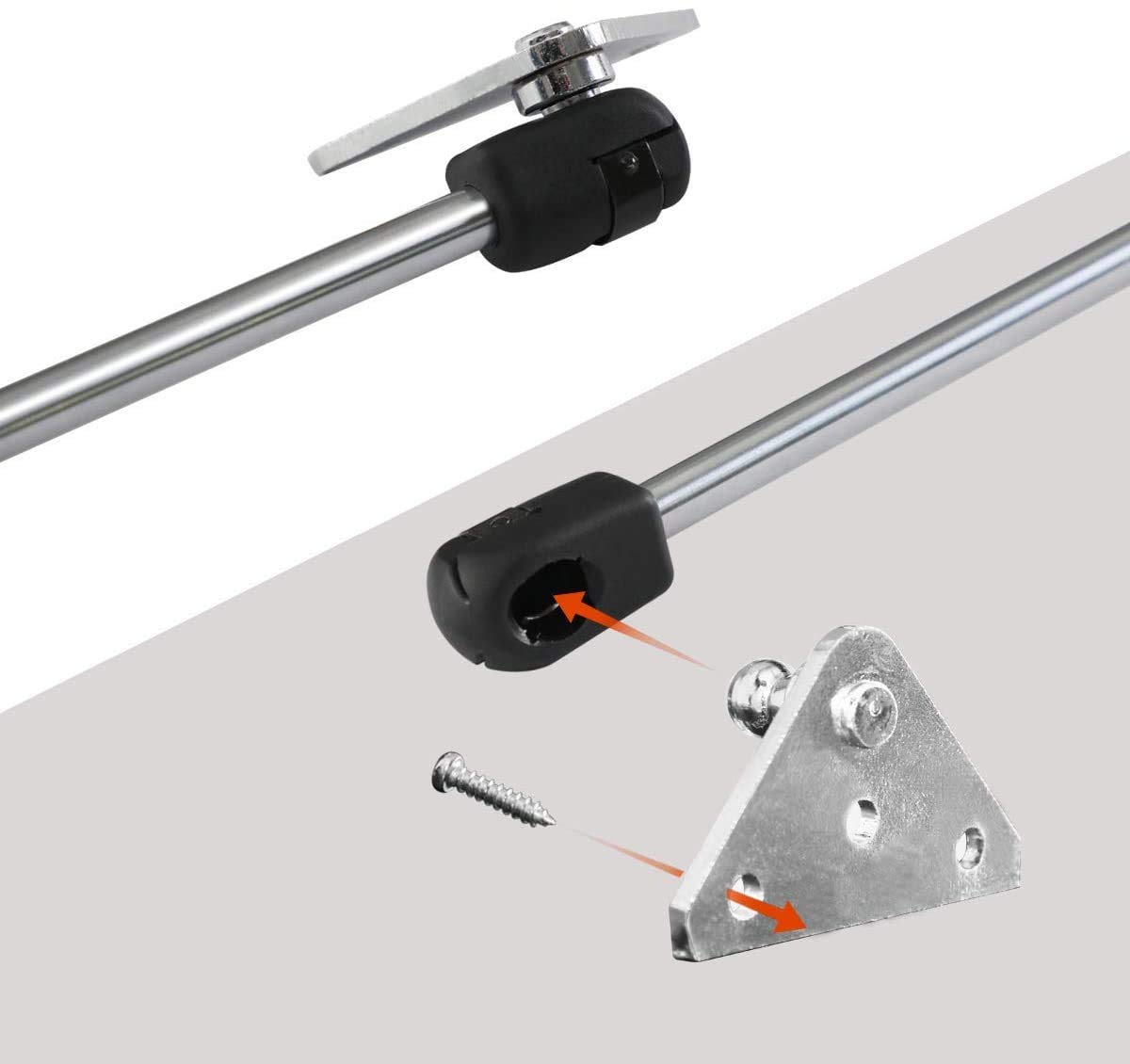 Supports De Montage à Rotule Pour Vérins à Gaz - Lot Avec 2 Supports L, 2 Supports Plats Et 16 Vis - Taille 10mm - 8