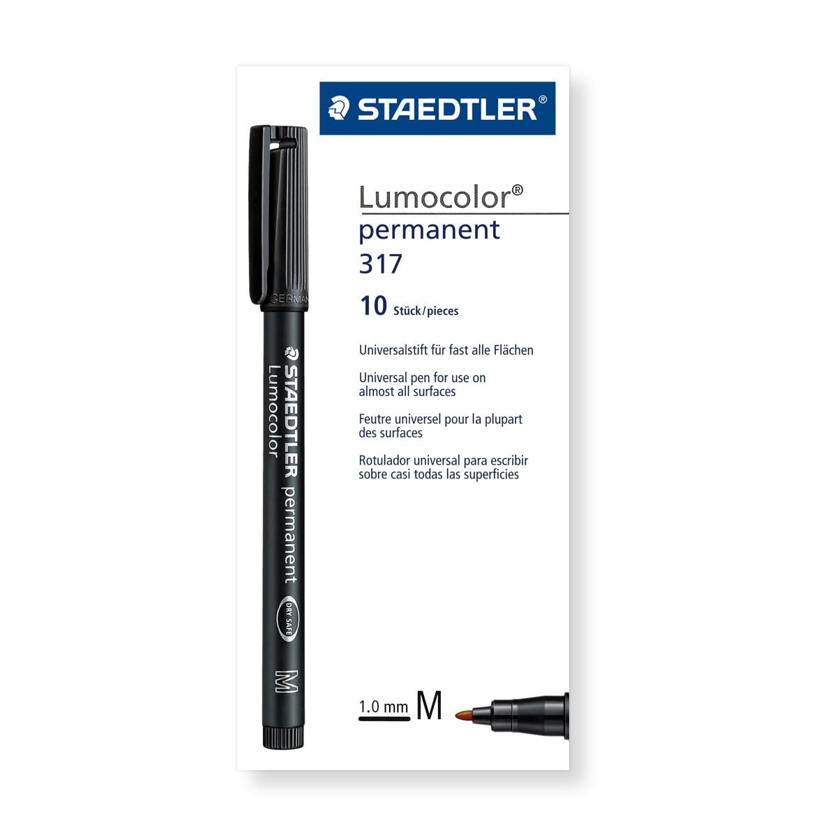 Staedtler Lumocolor 317-7. Rotuladores de punta fina de color marrón. Caja con 10 unidades.