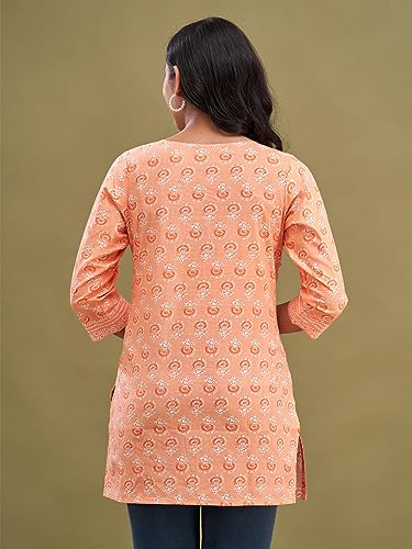 Image of feranoid Women Cotton Printed Short Kurti | Short Kurti for Women | Printed Cotton Kurti