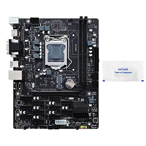 Fayrimi B250 V2.1 BTC Mining Carte mère + câble d'alimentation Paste 12XPCIE LGA1151 DDR4 MSATA USB3.0 B250 ETH Mining Carte mère