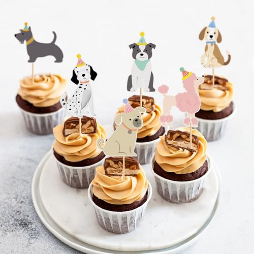 Blumomon 36 Stück Hund Cupcake Topper Hund Geburtstags Kuchen Deckel Hund Themen Party Dekorationen