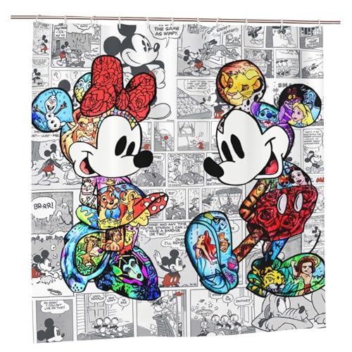 STONEGLOW Anime Bathroom Shower Curtain 72 x 72 Cute Shower Curtain with Hooks Bath Decoration Accessories Home Decor