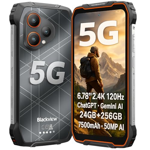 Blackview 5G AI Smartphone Incassable BL7000, Dimensity 6030 24Go+256Go, Caméra AI 50MP, 6,78''...