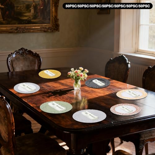 Platos cargadores desechables plateados 13" pack 50 miniatura 6