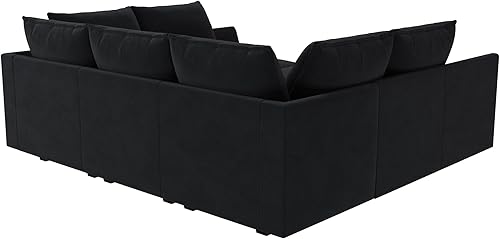 Miniatura 8 de HONBAY Sofá modular modular con cama modular otomana para sala de estar, color negro