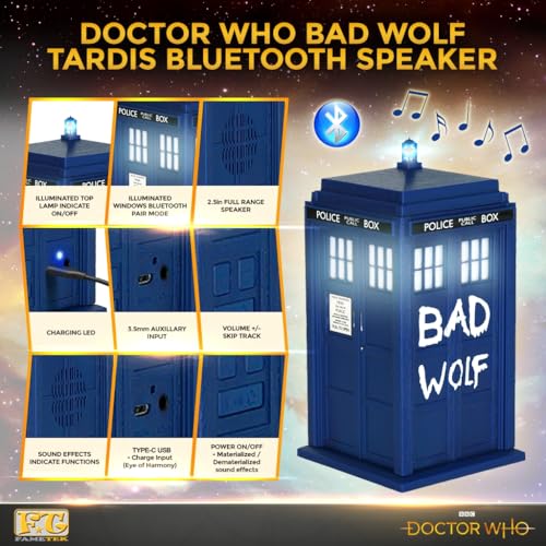 Image of Massive Audio Doctor Who Bad Wolf TARDIS Wireless Bluetooth Speaker with LEDa€s and Sound Effects