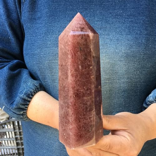 Piedra de fresa en obelisco de cuarzo de 1500g para canalizar calma en tu estudio 6