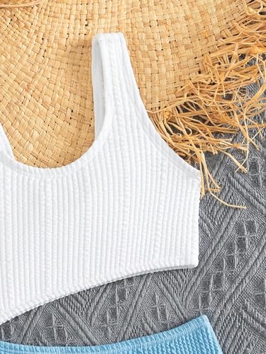 WDIRARA Girl's One Piece Swimsuit Crochet Cut Out Swimwear Textured Color Block Swimsuits3