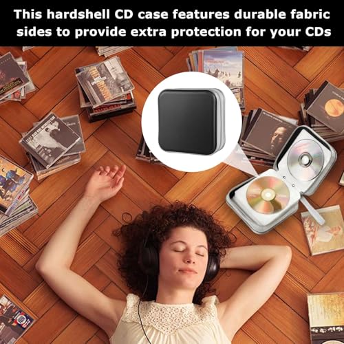 Image of squishy CD Cover Pouch, 40 Capacity Disc Holder for Music Collectors and DJs, Compact DVD Case for Organizing Home Media Collections, Storage Solution for CDs and DVDs, Black
