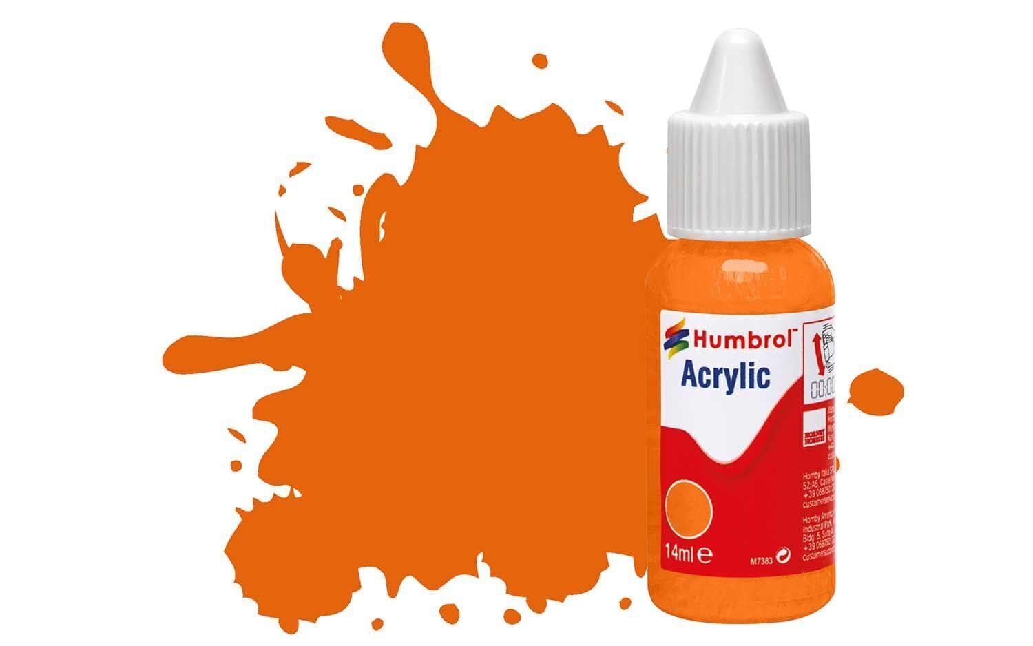 Humbrol Model Paint - DB0018 No 18 Orange - Gloss (14ml), Acrylic Paints for Models, Plastic, Metal, Wood, Glass, Ceramics and More, Acrylic Touch Up Paint - Hobby Paint Bottle for Craft Kits